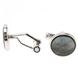Pre Owned Montblanc Black Stainless Steel Contemporary Cuffkinks