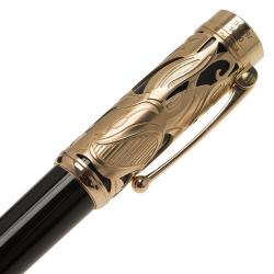 Pre Owned Montblanc Black Gold-Plated Resin Writers Edition Carlo Collodi Ballpoint Pen