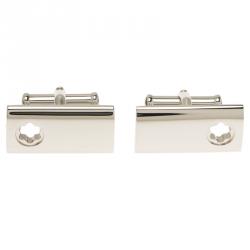 Pre Owned Montblanc Sterling Silver Rectangular Star Cut Cufflinks