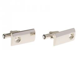 Pre Owned Montblanc Sterling Silver Rectangular Star Cut Cufflinks