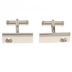Pre Owned Montblanc Sterling Silver Rectangular Star Cut Cufflinks