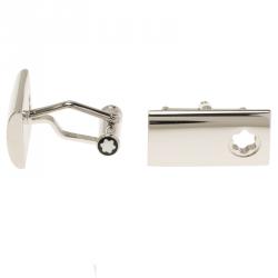 Pre Owned Montblanc Sterling Silver Rectangular Star Cut Cufflinks