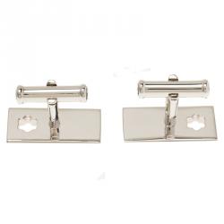 Pre Owned Montblanc Sterling Silver Rectangular Star Cut Cufflinks