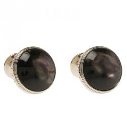 Pre Owned Montblanc Meisterstuck Black Mother Of Pearl Stainless Steel Men's Cufflinks