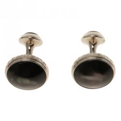 Pre Owned Montblanc Meisterstuck Black Mother Of Pearl Stainless Steel Men's Cufflinks