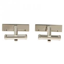 Pre Owned Montblanc Iconic Blue and Black Lacquer Steel Bar Cufflinks