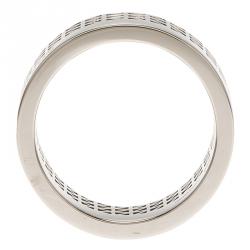 Pre Owned Montblanc Graphic Cutout Steel Band Ring Size 64