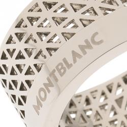 Pre Owned Montblanc Graphic Cutout Steel Band Ring Size 64
