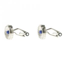Pre Owned Montblanc Stainless Steel Lapis Lazuli Cabochon Men's Cufflinks