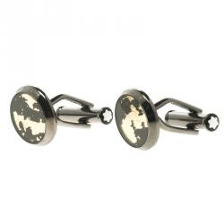 Pre Owned Montblanc Gold Tone Grey Stainless Steel Cufflinks