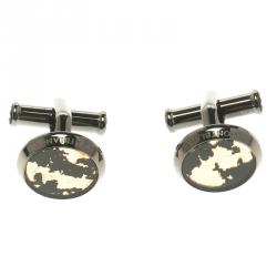 Pre Owned Montblanc Gold Tone Grey Stainless Steel Cufflinks