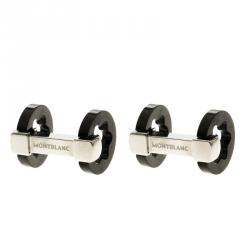 Pre Owned Montblanc Black PVD Coated Stainless Steel Star Turn-down Cufflinks