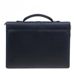 Pre Owned Montblanc Black Leather Westside Single Gusset Briefcase