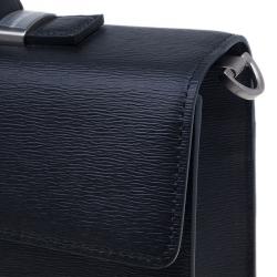Pre Owned Montblanc Black Leather Westside Single Gusset Briefcase