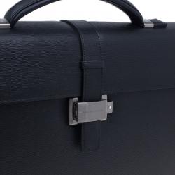 Pre Owned Montblanc Black Leather Westside Single Gusset Briefcase