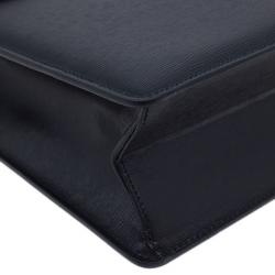Pre Owned Montblanc Black Leather Westside Single Gusset Briefcase