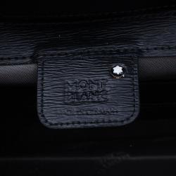 Pre Owned Montblanc Black Leather Westside Single Gusset Briefcase