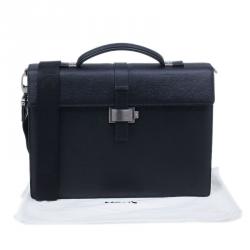 Pre Owned Montblanc Black Leather Westside Single Gusset Briefcase