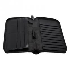 Pre Owned Montblanc Black Fabric and Leather Meisterstuck  Zip Around Agenda