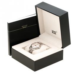 Pre Owned Mont Blanc White Stainless Steel Automatic 7190 Men's Wrist Watch 39 mm