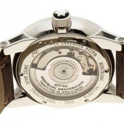 Pre Owned Mont Blanc White Stainless Steel Timewalker Men's Wristwatch 39 mm