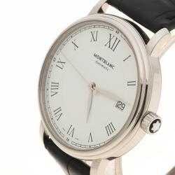 Mont Blanc White Stainless Steel Tradition Men's Wristwatch 36 mm