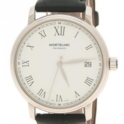 Mont Blanc White Stainless Steel Tradition Men's Wristwatch 36 mm