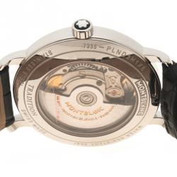 Mont Blanc White Stainless Steel Tradition Men's Wristwatch 36 mm