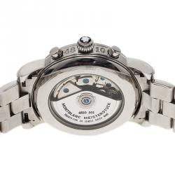 Pre Owned Montblanc Silver Stainless Steel Star Men's Wristwatch 37MM