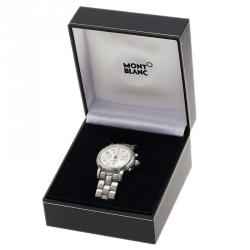 Pre Owned Montblanc Silver Stainless Steel Star Men's Wristwatch 37MM