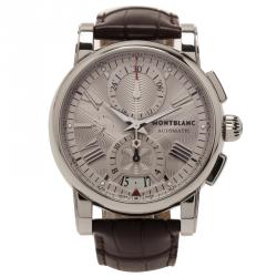 Pre Owned Montblanc Silver Stainless Steel Star Men's Wristwatch 44MM