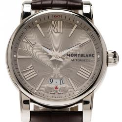 Pre Owned Montblanc Silver Stainless Steel Star Men's Wristwatch 41MM
