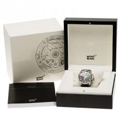 Pre Owned Montblanc Black Stainless Steel Timewalker Twinfly Men's Wristwatch 43MM