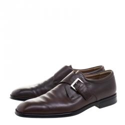 Moreschi Brown Leather Monkstrap Shoes Size 43