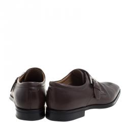 Moreschi Brown Leather Monkstrap Shoes Size 43