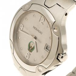 Pre Owned Movado White Stainless Steel UAE Logo Sports Limited Edition Men's Wristwatch 42mm