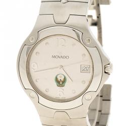Pre Owned Movado White Stainless Steel UAE Logo Sports Limited Edition Men's Wristwatch 42mm