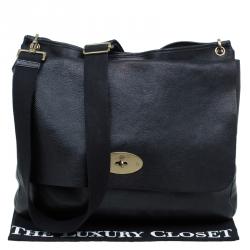 Pre Owned Mulberry Black Leather Messenger Bag