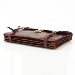 Mulberry Brown Croc Embossed Leather Business Briefcase