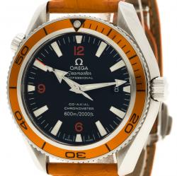 Pre Owned Omega Black Stainless Steel Seamaster Planet Ocean Men's Wristwatch 40 mm