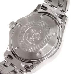 Pre Owned Omega Navy Blue Stainless Steel Seamaster Men's Wristwatch 35MM