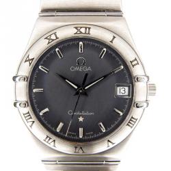 Pre Owned Omega Grey Stainless Steel Constellation Men's Wristwatch 32MM