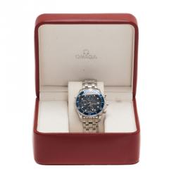 Pre Owned Omega Blue Stainless Steel Seamaster professional chronometer 300m Men's Wristwatch 41MM