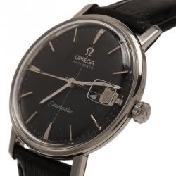 Pre Owned Omega Black Stainless Steel Seamaster Men's Wristwatch 34MM