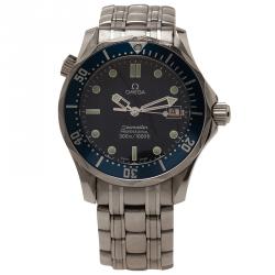 Pre Owned Omega Blue Stainless Steel Seamaster Men's Wristwatch 36MM