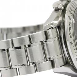 Pre Owned Omega Black Stainless Steel Speedmaster Men's Wristwatch 39MM