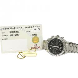 Pre Owned Omega Black Stainless Steel Speedmaster Men's Wristwatch 39MM