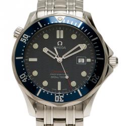 Omega Blue Stainless Steel Seamaster Men's Wristwatch 41MM