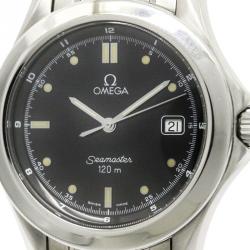 Pre Owned Omega Black Stainless Steel Seamaster Men's Wristwatch 36MM