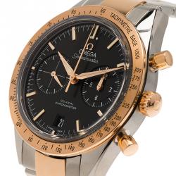 Omega Black 18K Rose Gold and Stainless Steel Speedmaster Men's Wristwatch 41MM